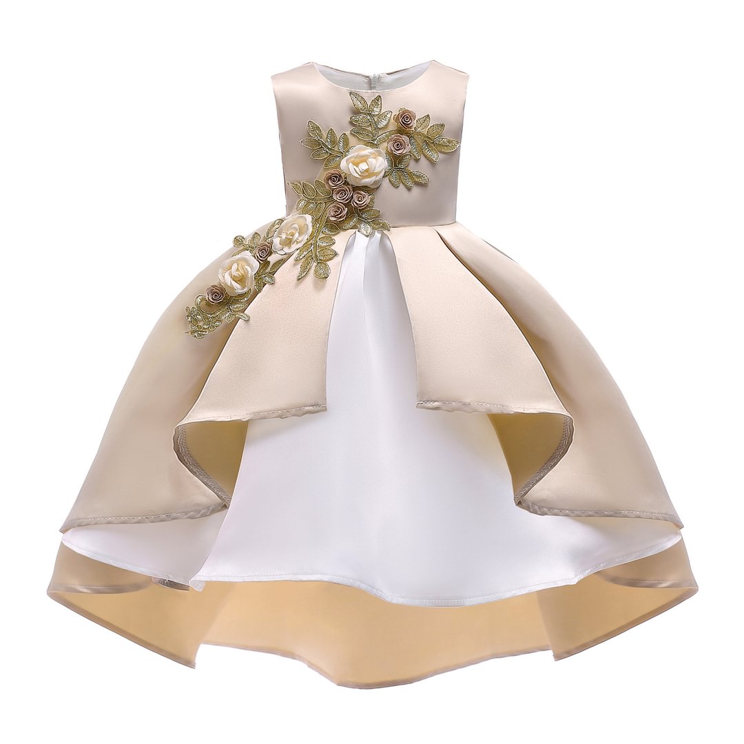 Buzzdaisy Flowers Princess Dress For Toddlers Round Collar Sleeveless Can Be Washed Cotton Retro Dress Casual