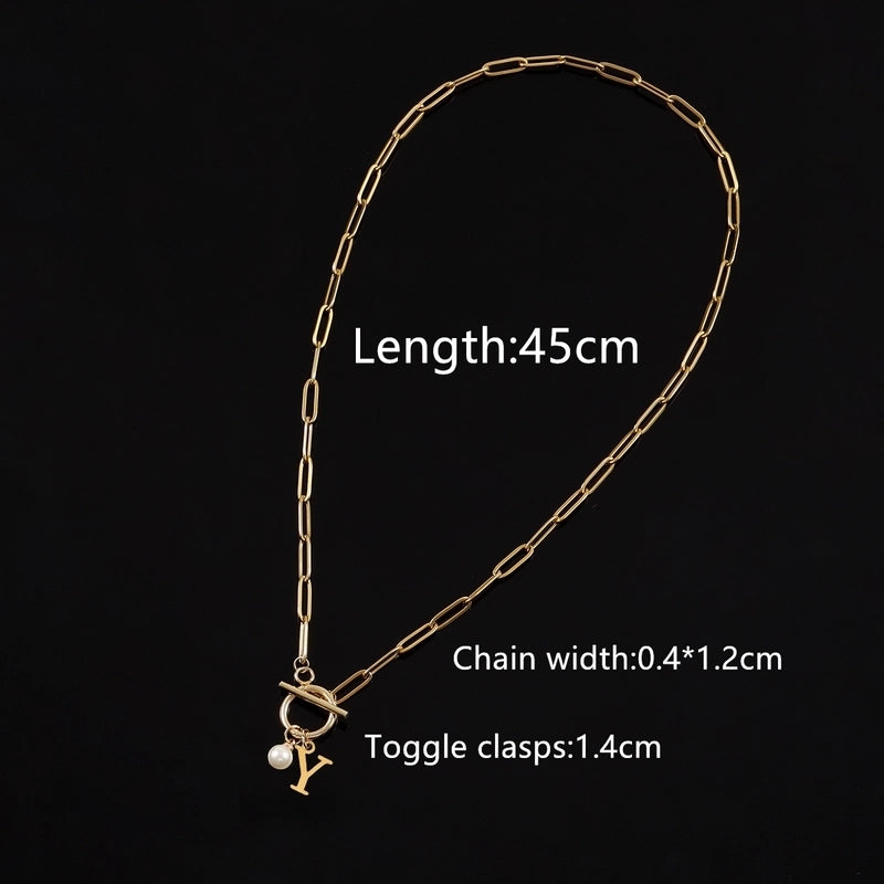 Casual Classic Style Letter 201 Stainless Steel 304 Stainless Steel Artificial Pearl Pendant Necklace