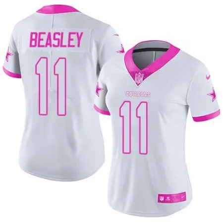 Cowboys #11 Cole Beasley White/Pink Women's Stitched NFL Limited Rush Fashion Jersey