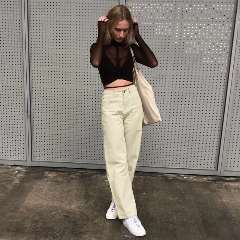 Graduation Gifts  Loose Jeans For Women High Waist Cool Basic Trousers Vintage Casual Full Length Wide Leg Pants High Street Wear Lady