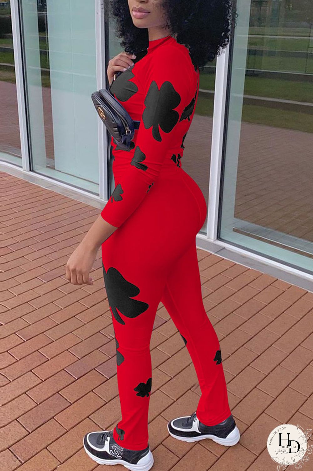 White Casual Print O Neck Long Sleeve Two Pieces