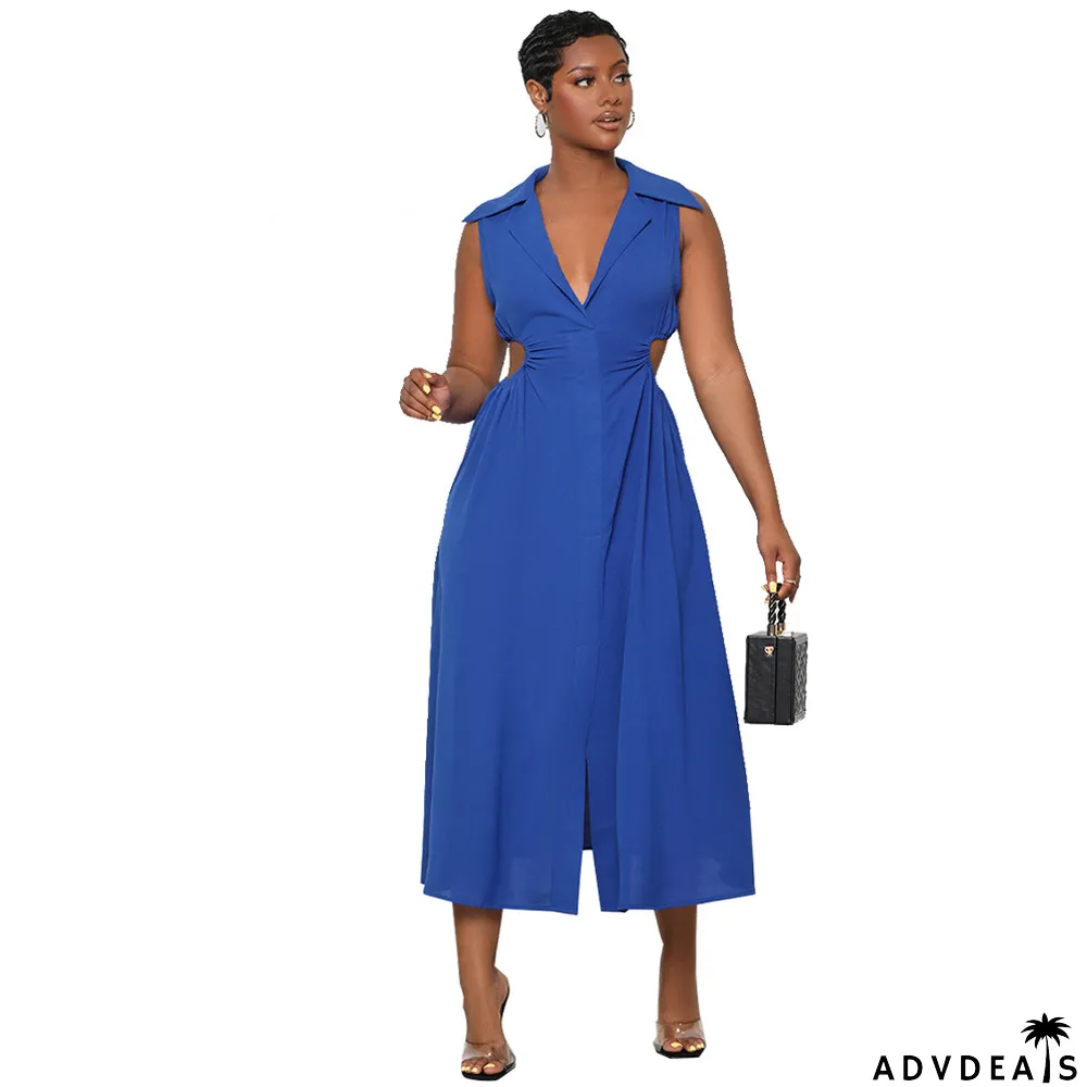 Women Casual Cutout Sleeveless Slit Dress