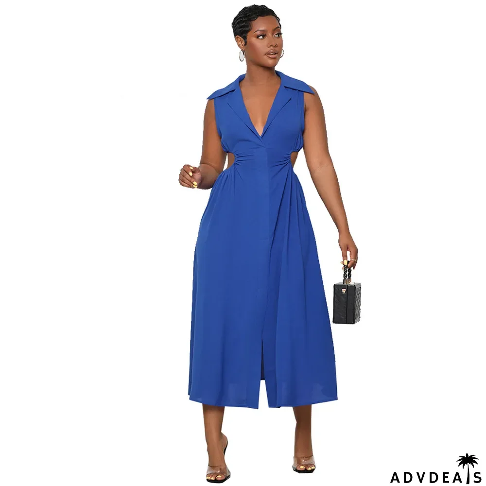 Women Casual Cutout Sleeveless Slit Dress