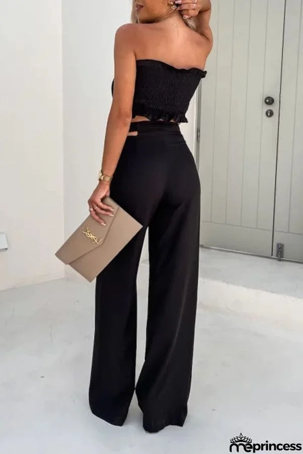 Solid Color Sleeveless Top Vest Casual Pants Set