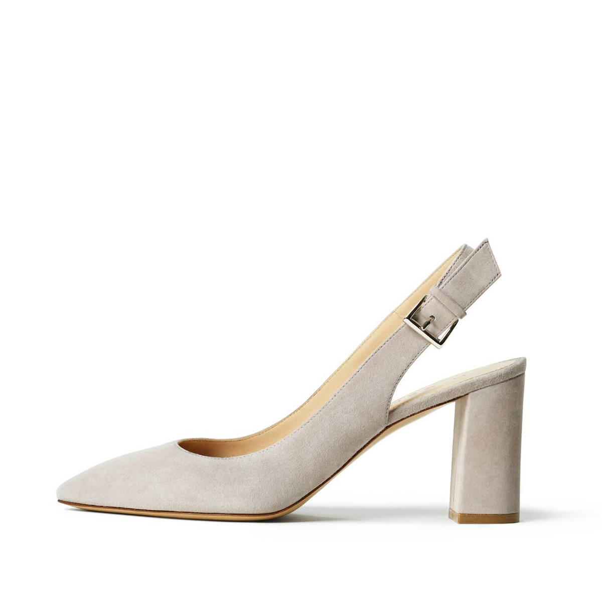 Light Grey Commuting Suede Chunky Heel Slingback Pumps Vdcoo