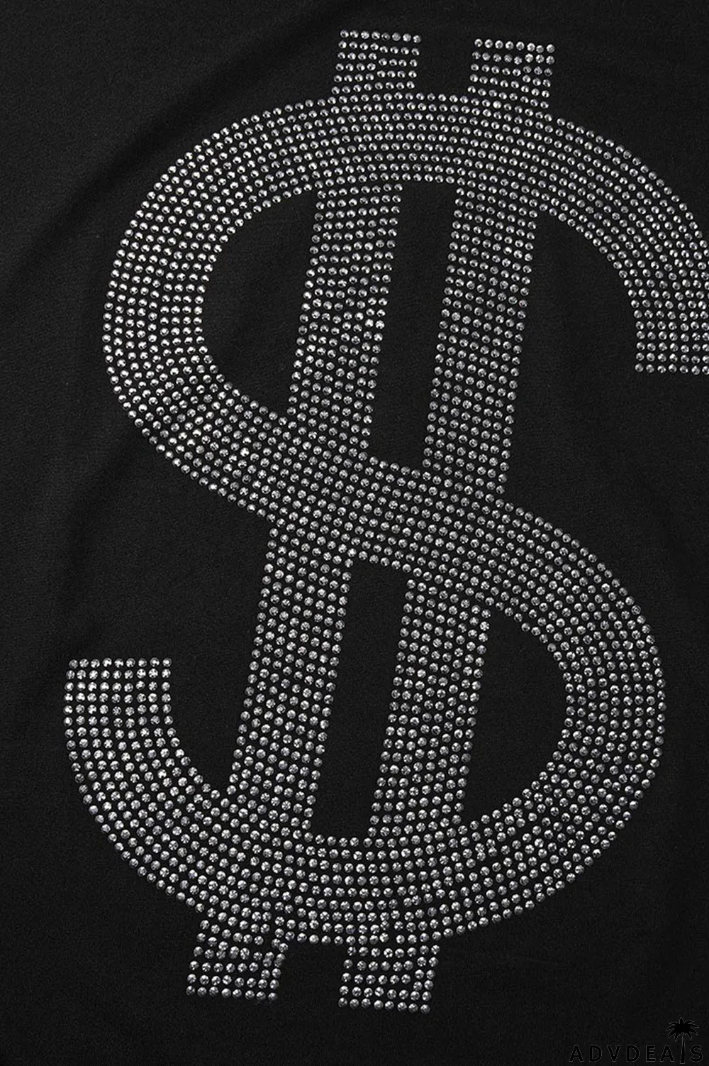 Black Fashion Casual Solid Split Joint Hot Drill O Neck T-Shirts