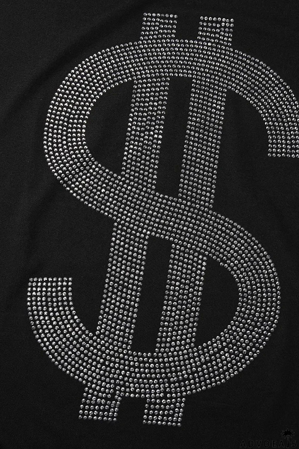 Black Fashion Casual Solid Split Joint Hot Drill O Neck T-Shirts