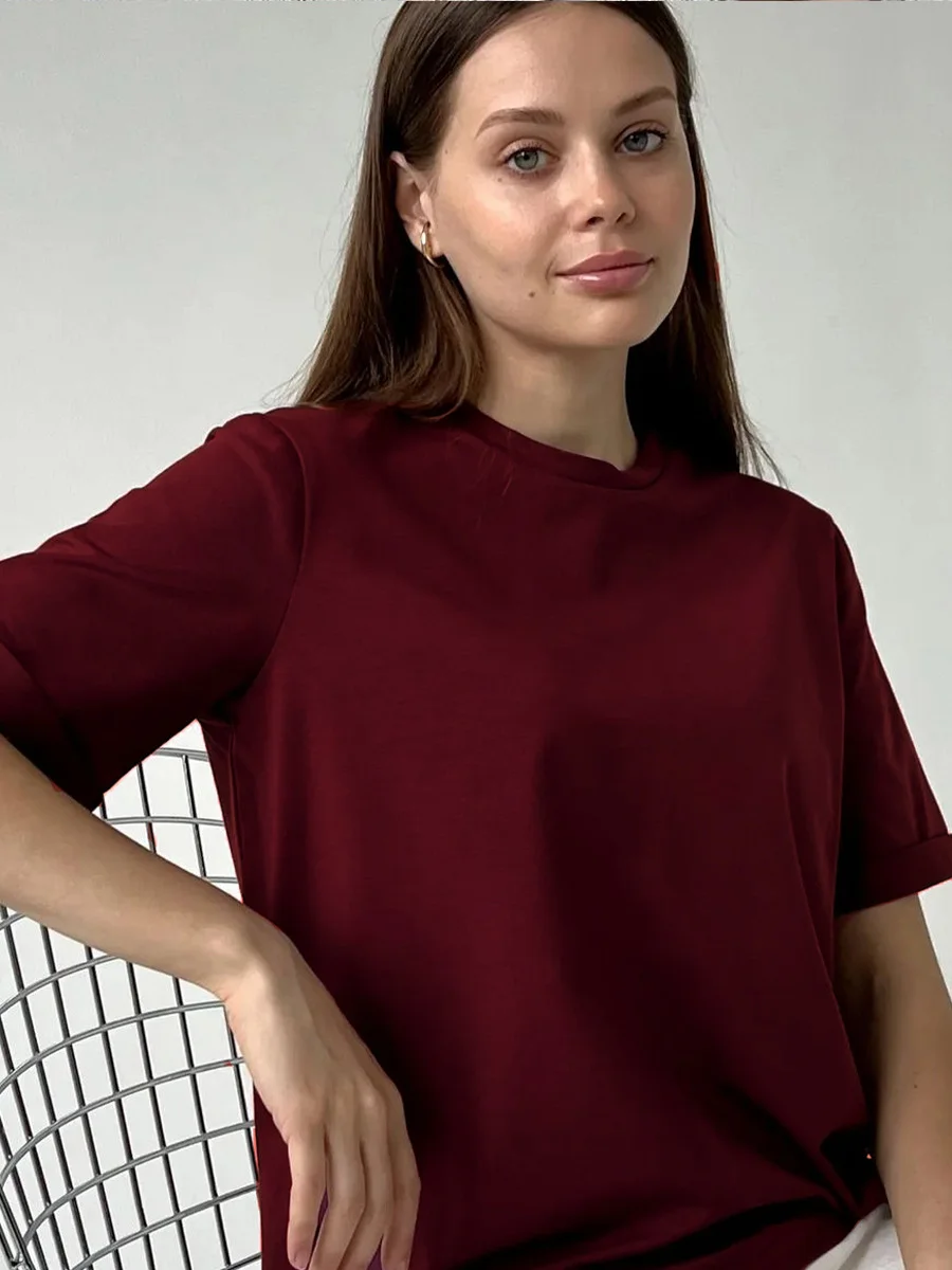 Athvotar Athvotar Hot Summer T-Shirt Women's Pure Cotton 16-Color Basic Loose Top Ins Soft T-Shirt