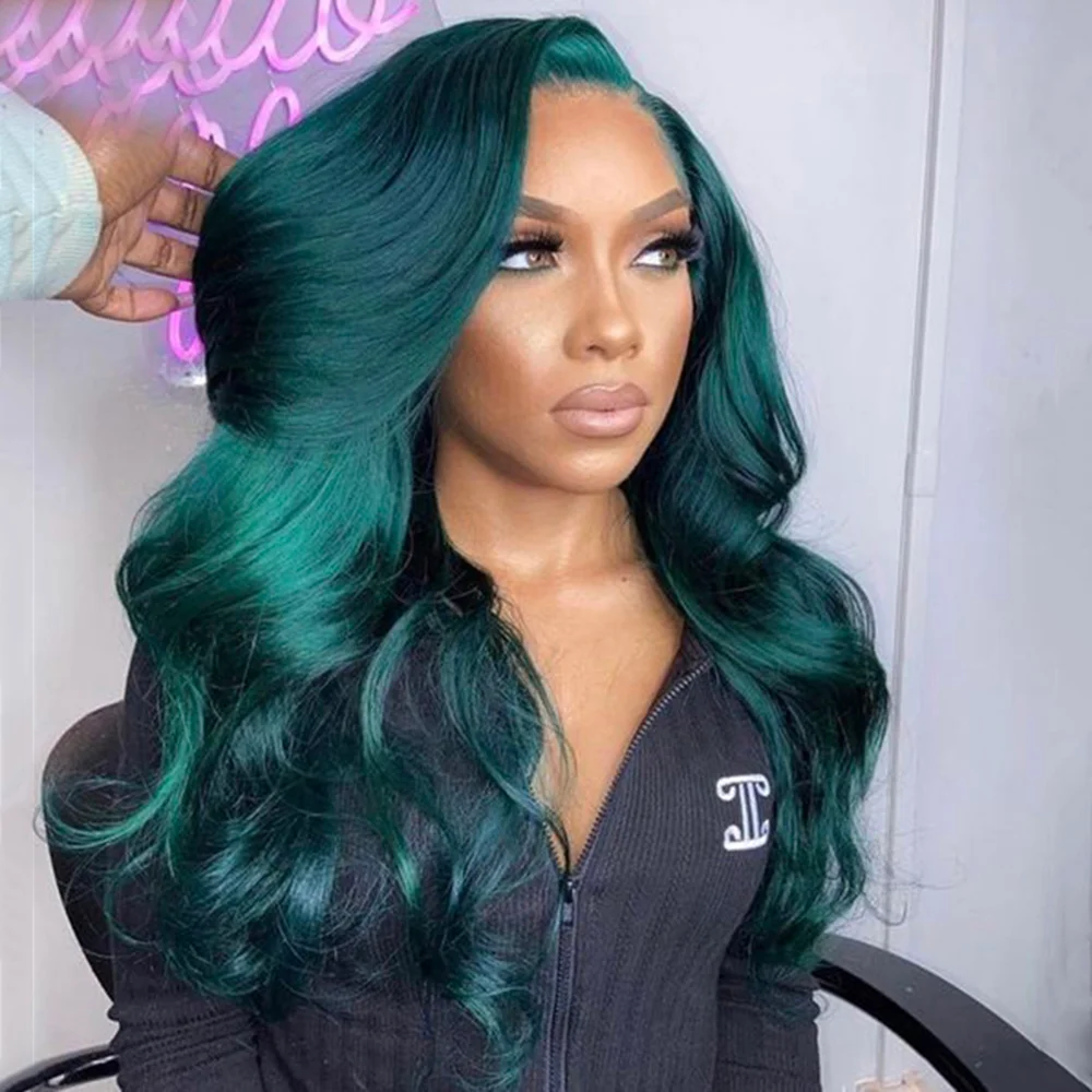 Long Green Body Wave Wigs Cosplay ELCNEPAL