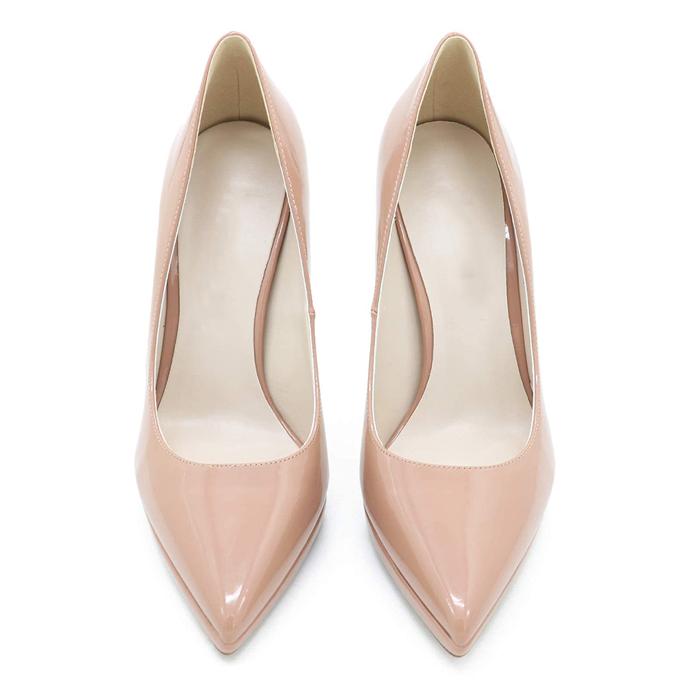 110mm Women High Heels Platform Dressy Pumps Nude Patent-vocosishoes