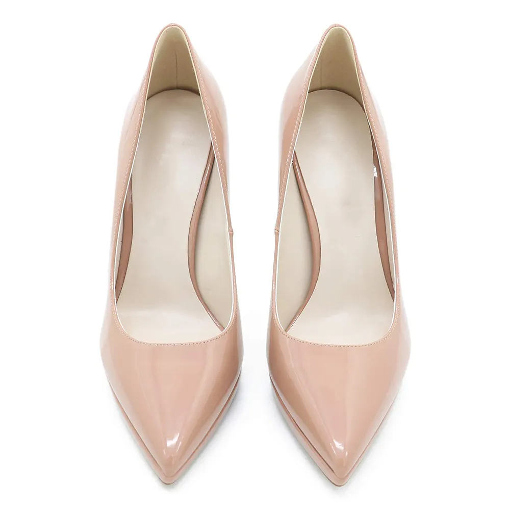 110mm Women High Heels Platform Dressy Pumps Nude Patent-vocosishoes