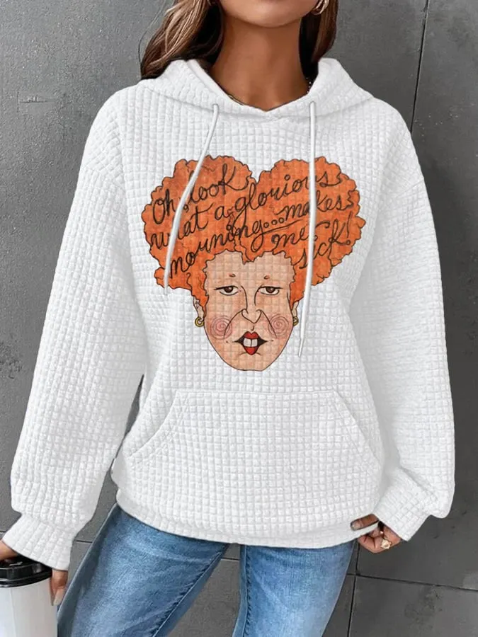 Halloween Witch-Print Checked Textured Sweatshirt