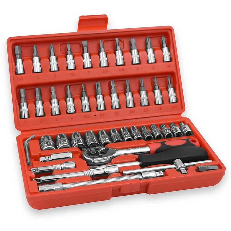 Home Hand Tool Set Mechanics Kit 46 Piece Precision Screwdriver DIY with Hard Case