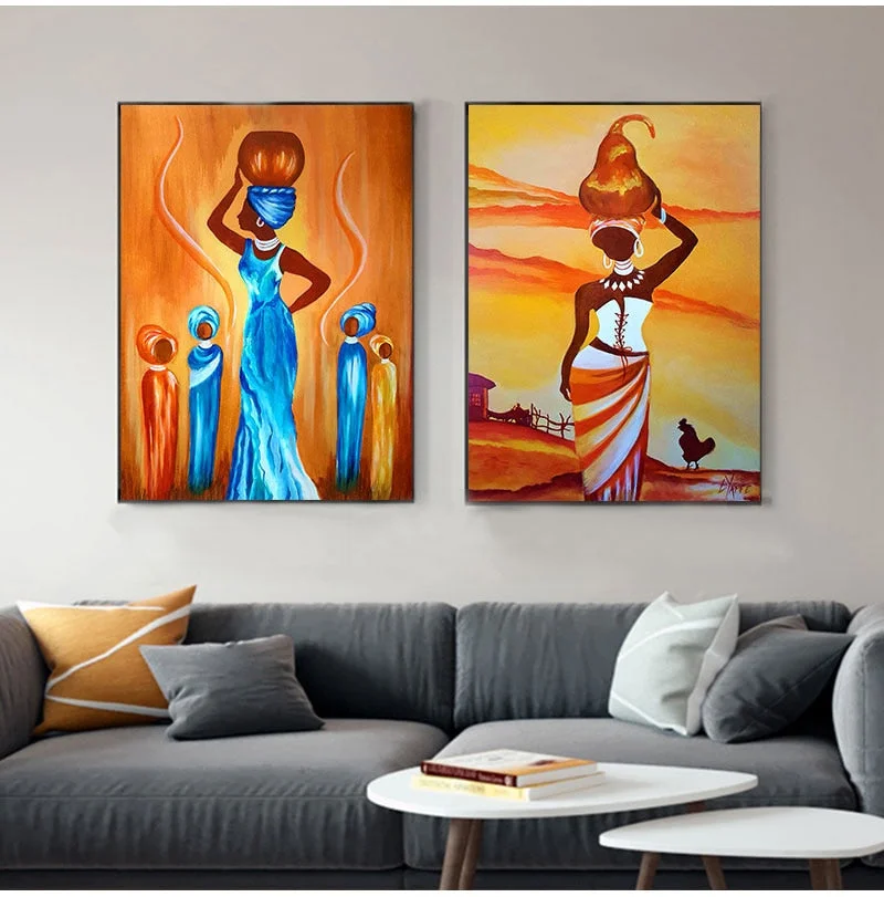 African Women Life Vintage Style Wall Art Canvas Painting Poster For Home Decor Posters And Prints Unframed Decorative Pictures