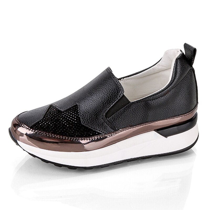 2020 Comfort Creepers Bling Loafers Silver Platform Shoes Woman Slip On Swing Women Flats Shoes Zapatos De Mujer