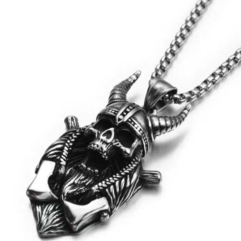 Retro Punk Cross Axe Alloy Titanium Steel Iron Plating Men’s Pendant Necklace Men Pendant Necklaces