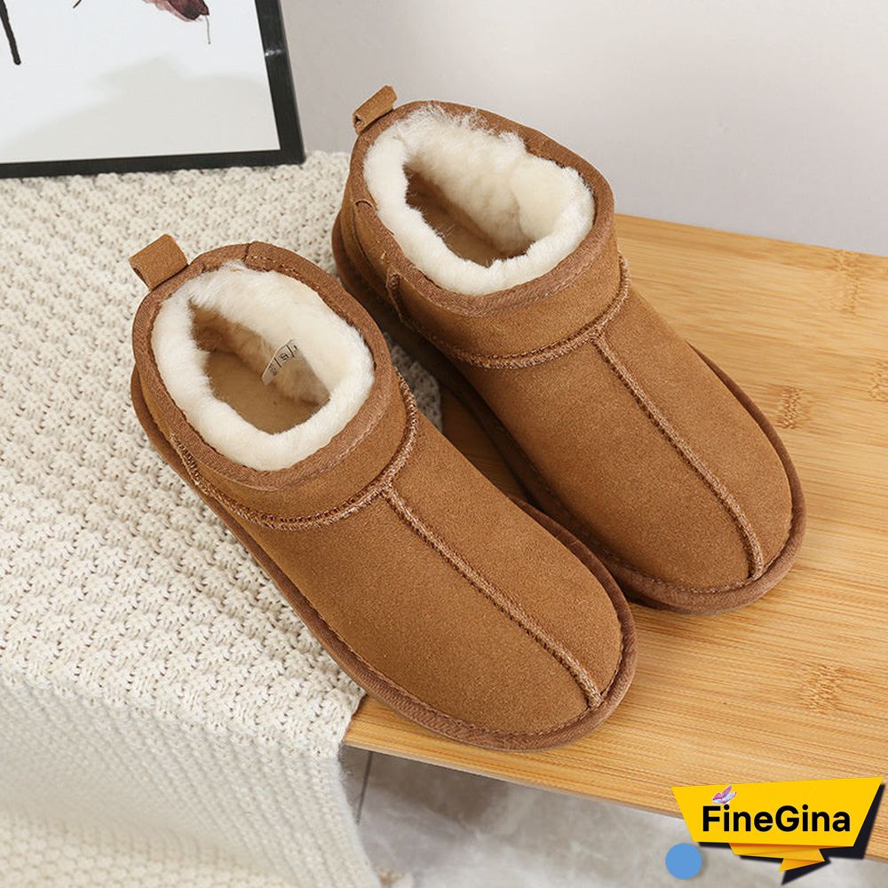 Vintage Artificial Short Plush Flats Boots Shoes