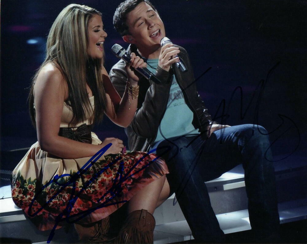 SCOTT MCCREERY & LAUREN ALAINA DUAL SIGNED AUTOGRAPH 8X10 Photo Poster painting - AMERICAN IDOL