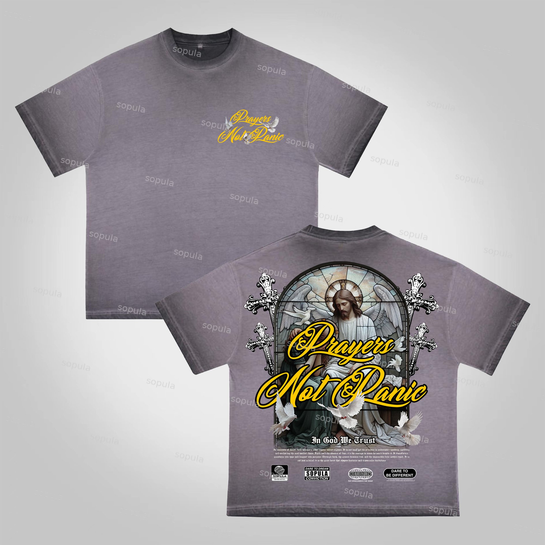 Sopula Prayers God Will Be By Your Side Printed Graphics Washed Cotton T-Shirt