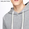 Selected Brand elastic solid color casual cotton 79% hooded pullover hoody |41734D506