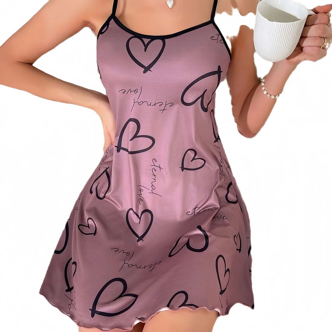 Uveng Uveng New Sling Skirt Home Dress Sling With Pyjamas Print Dress Pyjamas