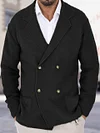 Men's Lapel Knitted V-Neck Double Breasted Sweater Cardigan Coat