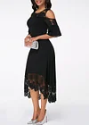 Plus Size Lace Stitching Cold Shoulder Maxi Dresses