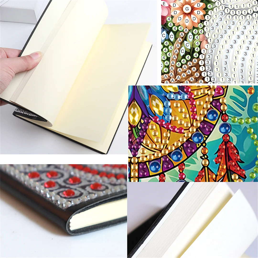 2pcs Patterns Partial DIY 50 Pages A5 Diamond Painting Notebook for Study Home