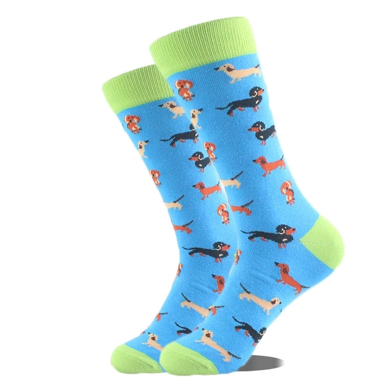 Unisex Cute Printing Animal Color Block Cotton Ankle Socks A Pair