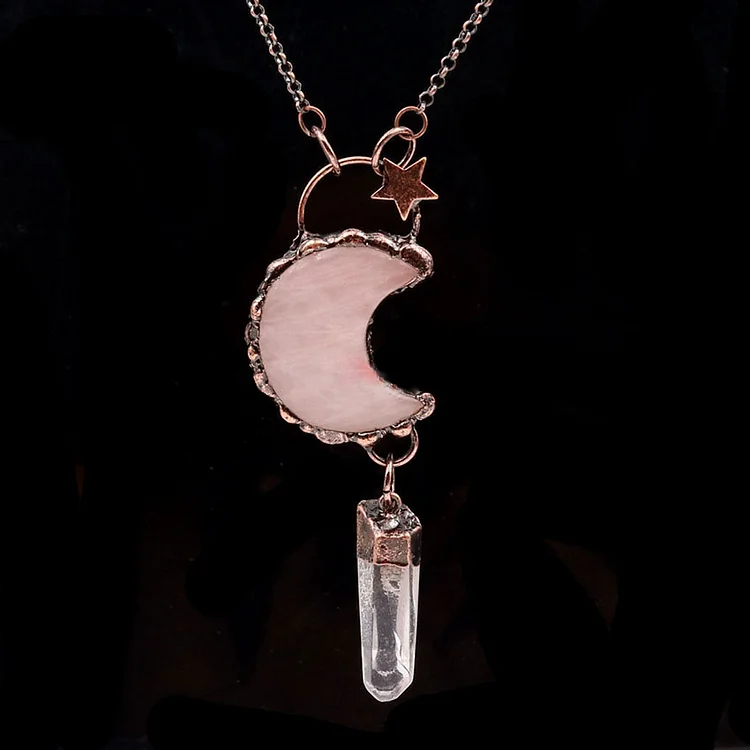 Olivenorma Crystal Moon Star Gemstone Pendant Necklace