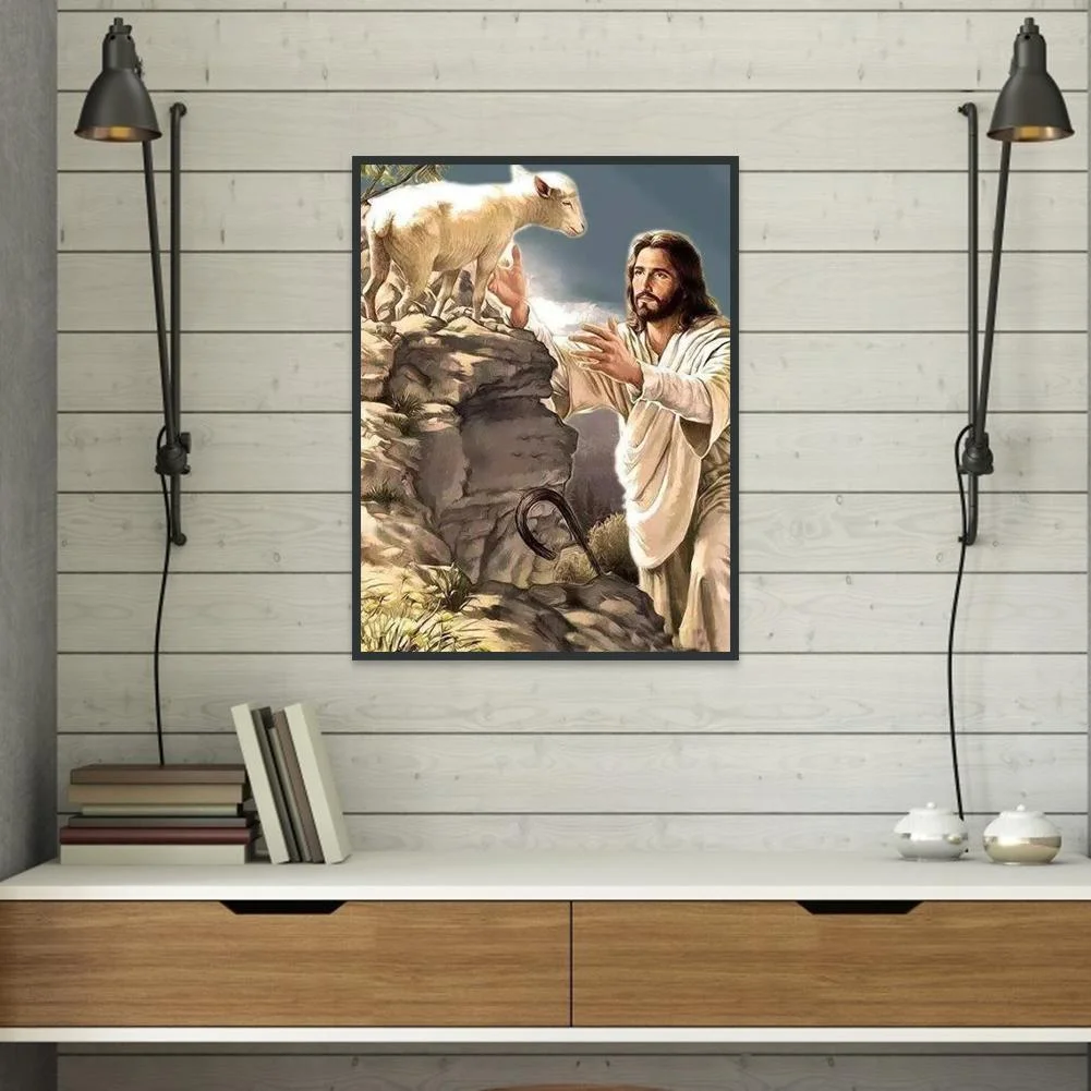 Diamond Painting - Full Round Drill - Jesus Sheep(40*30cm)