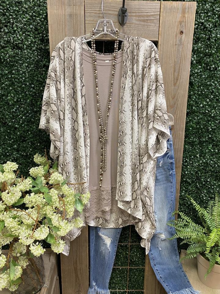 Snake Printing Casual Open Front Outwear