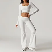 Buyergood New Yoga Set Women Feel Fitness Sportswear 2 Piece Sports Bra High Waist Gym Workout Outfit Leggings Long-Sleeved Active Wear
