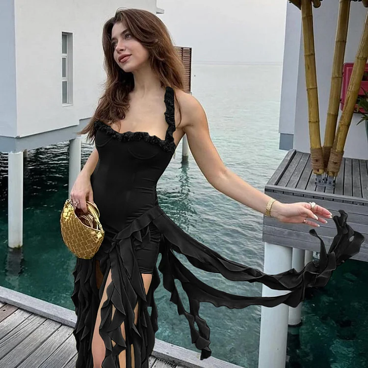 Female Pure Desire To Hang Neck Irregular Slim Fit Dress