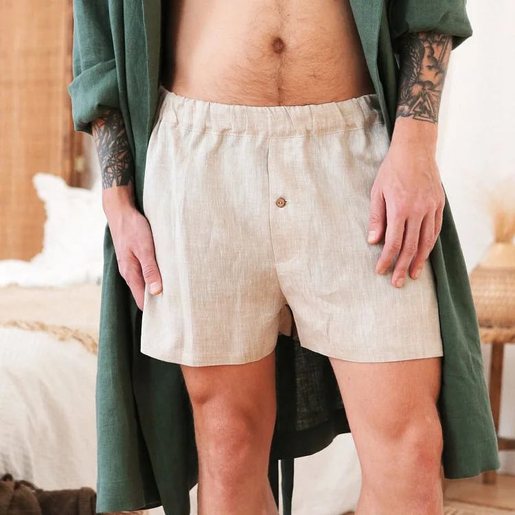 Home Holiday Simple Linen Shorts f16b