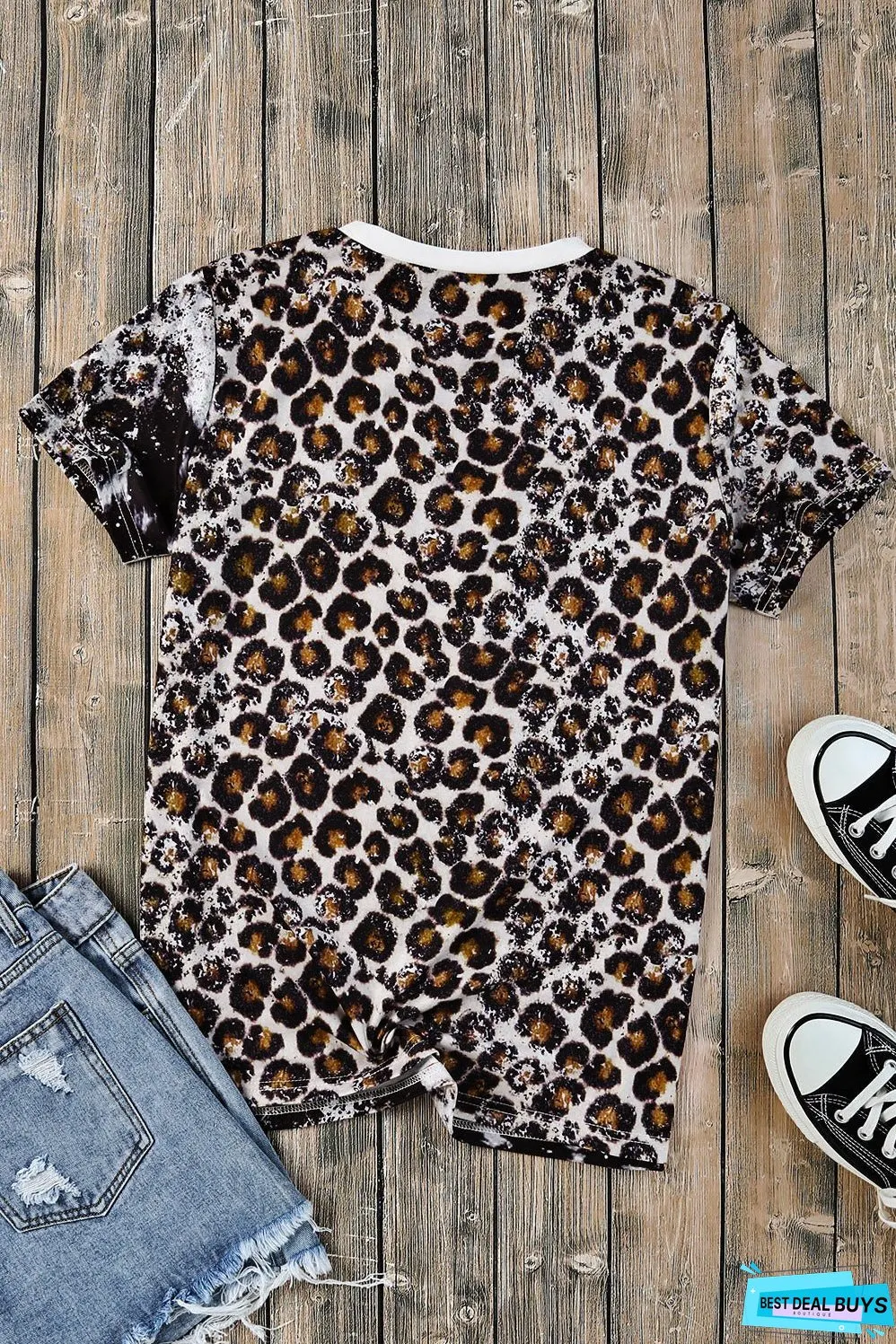 Mix Animal Print Bleached T Shirt