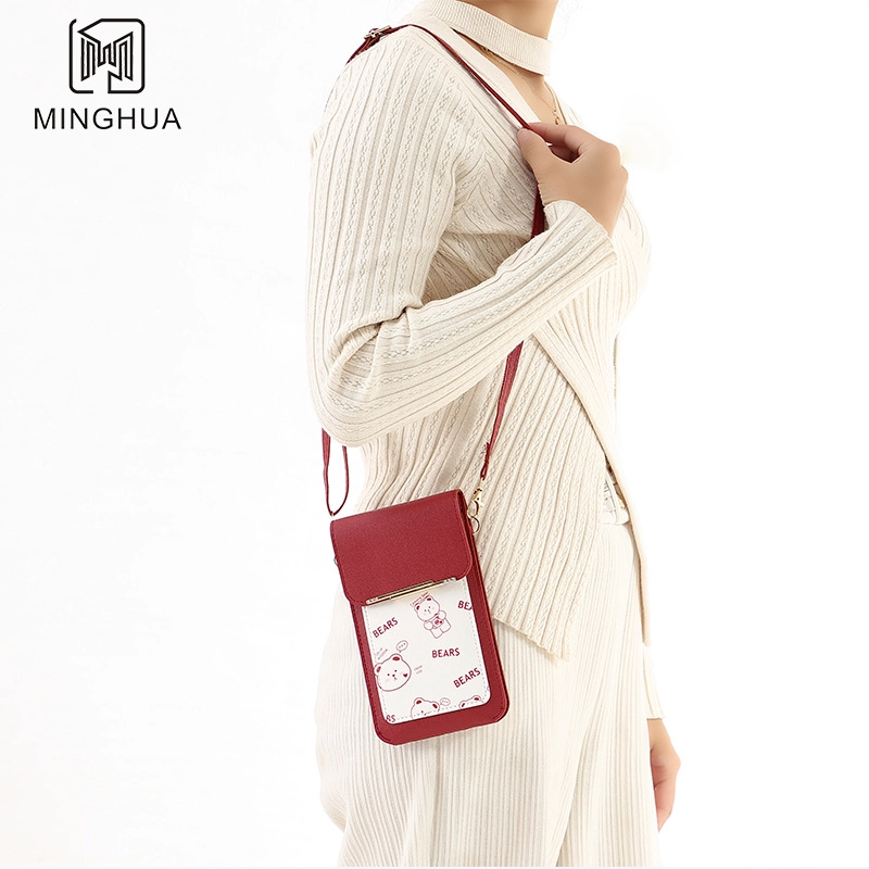 Women’s PVC Solid Color Elegant Streetwear Square Buckle Phone Wallets