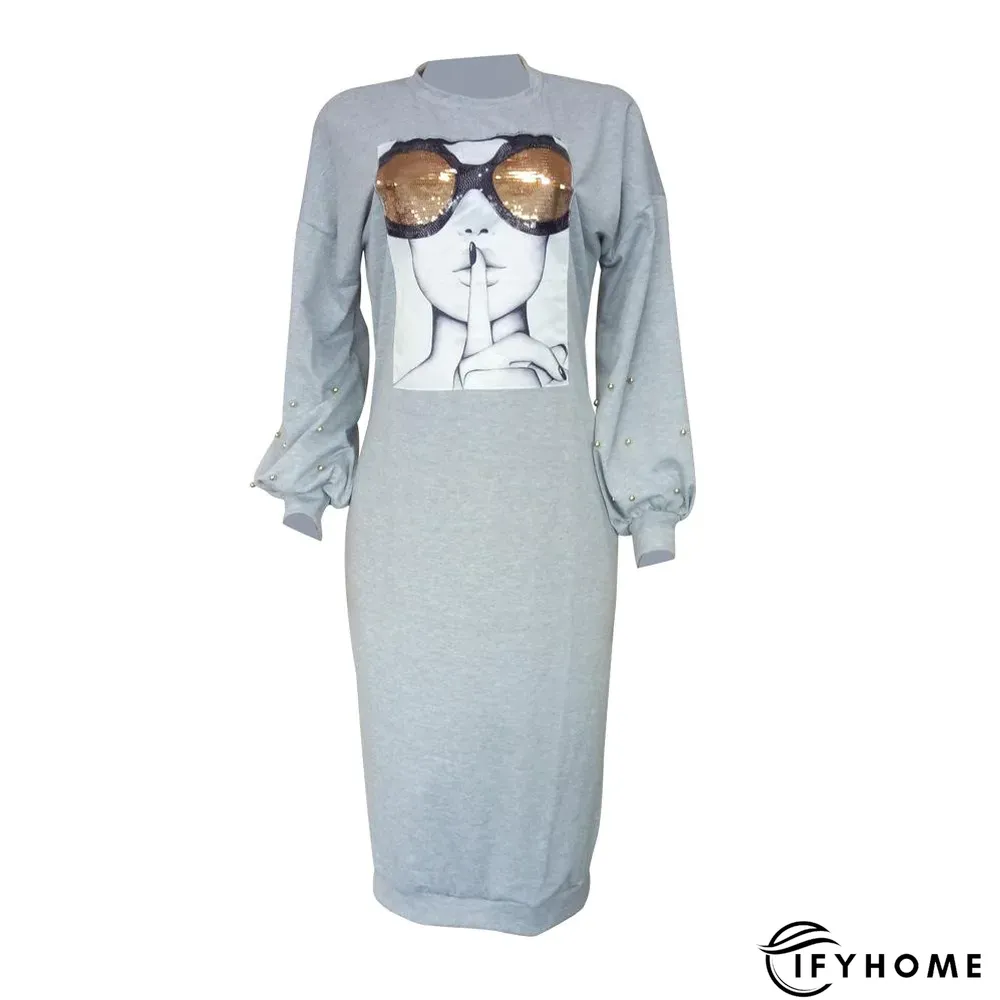 Bubble Sleeve Beaded Sequin Dress | IFYHOME