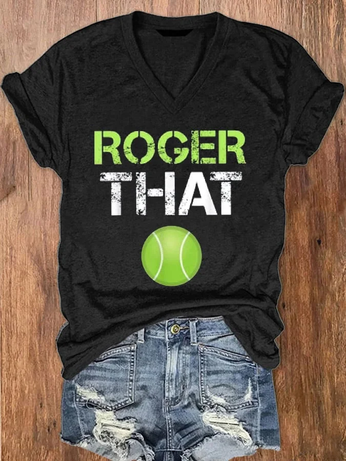 Women's The Goat RF Tennis Legend Print V-Neck T-Shirt