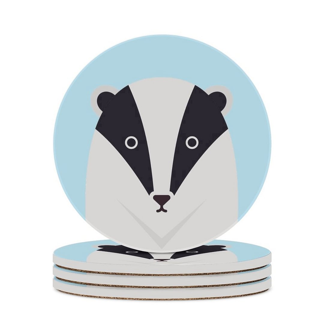 Cute Badger Avatar Ceramic Coasters