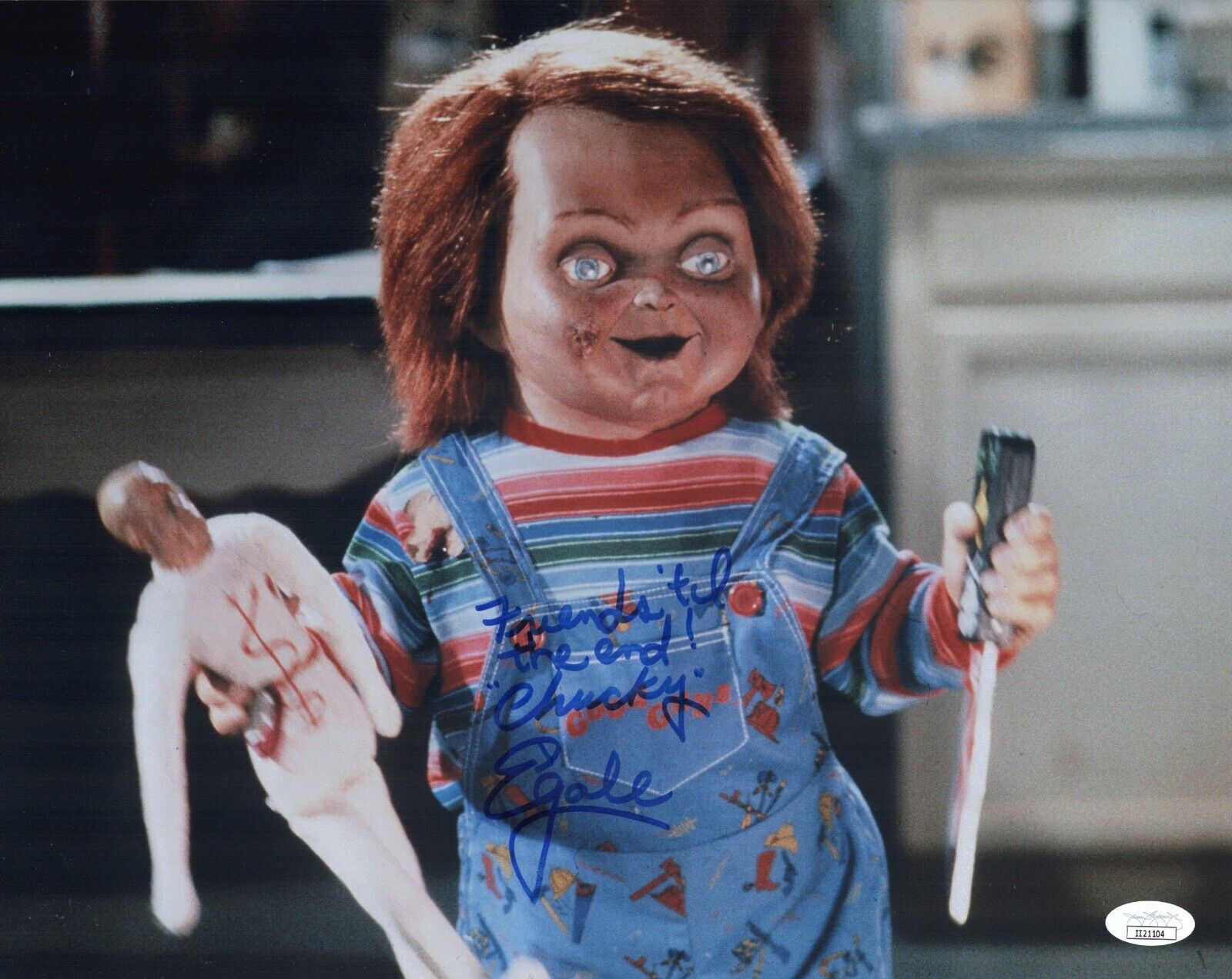 ED GALE Chucky Signed 11x14 Photo Poster painting Child's Play In Person Autograph JSA COA Cert