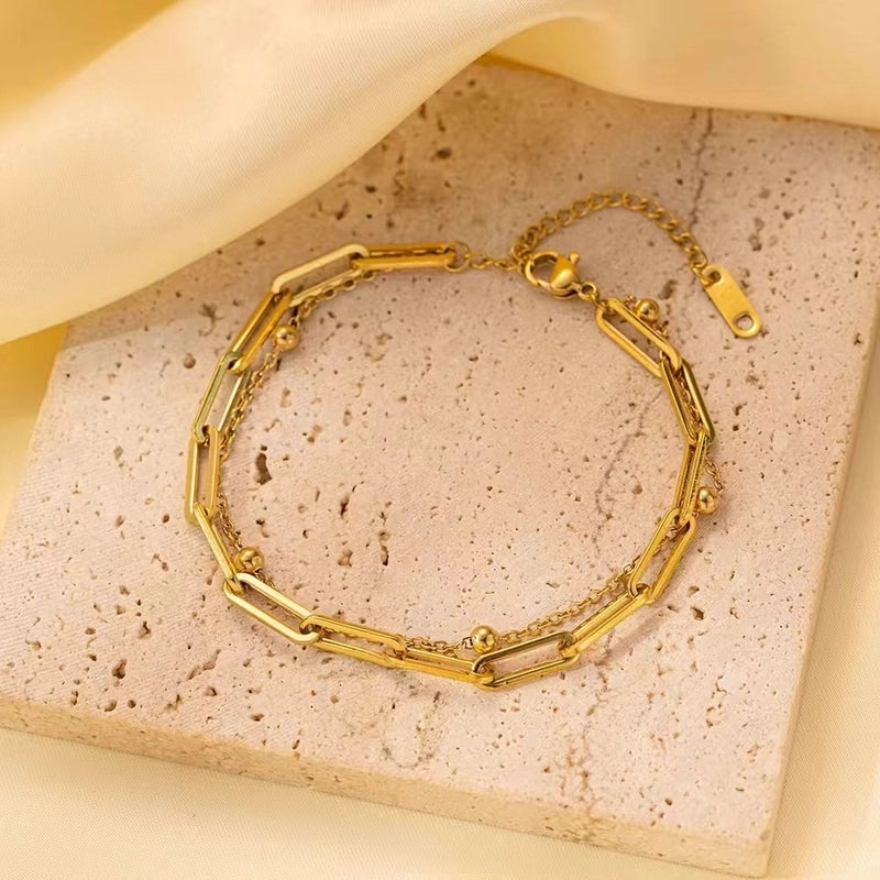 Casual Minimalist Eye Flower Butterfly Titanium Steel Zircon Bracelets In Bulk