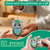 1 porte-cl&eacute;s DIY 3D en diamant de hibou bleu avec boucle en forme de homard, porte-cl&eacute;s double face en diamant avec cha&icirc;ne de printemps, mosa&iuml;que de diamants en cristal de strass et cadeau unique fait main