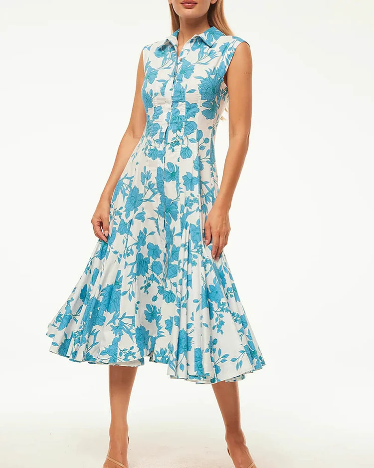Women's Fashionable Floral Print Sleeveless Dress