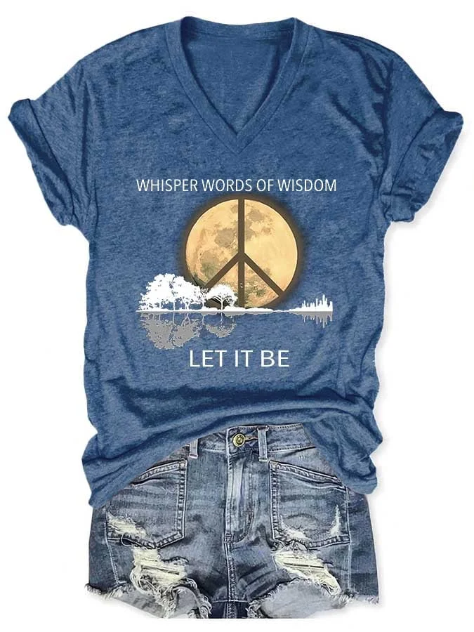 Hippie Guitar Lake Whisper Words Of Wisdom Let It Be Print T-Shirt socialshop