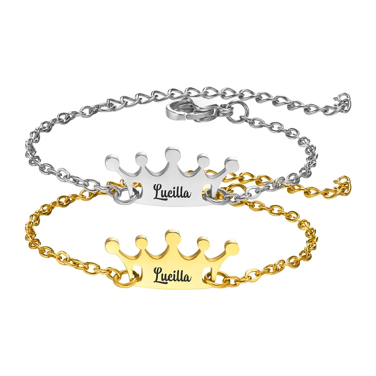 Personalized 1 Name Baby Crown Bracelet Princess Bracelet Gifts For Kids
