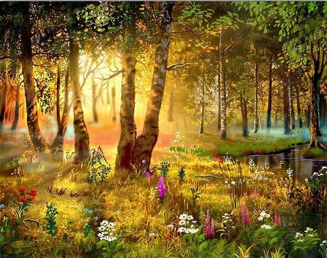 

Sunlight Forest View – Paint By Numbers - 40*50CM, 501 Original