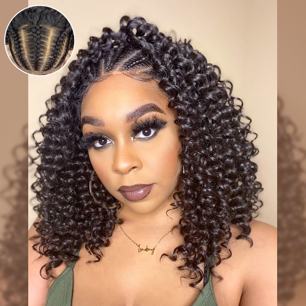 WeQueen Half Up Half Down Curly Braids Lace Front Wigs