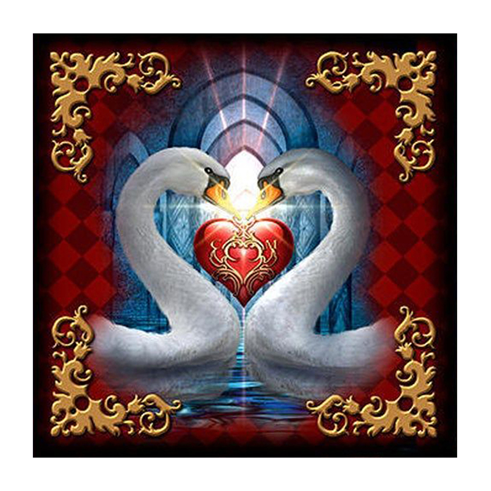 

30*30CM - Round Drill Diamond Painting - Twin Swans, 501 Original