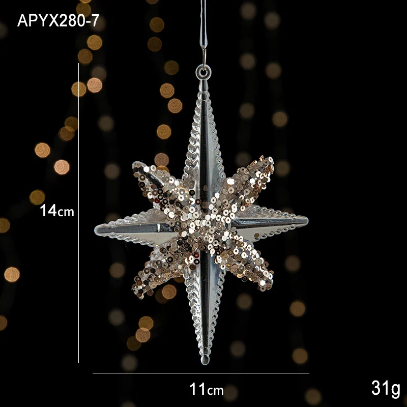 Christmas decorations sequins acrylic pendant transparent snowflake pendant Christmas tree scene layout props-MERUMOTE